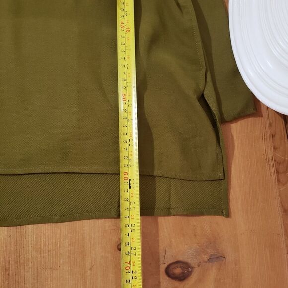 🦋3/$25 Topshop Size 2 Olive Green ¾ Sleeve Oversized Boho Top Tunic - Picture 7 of 10